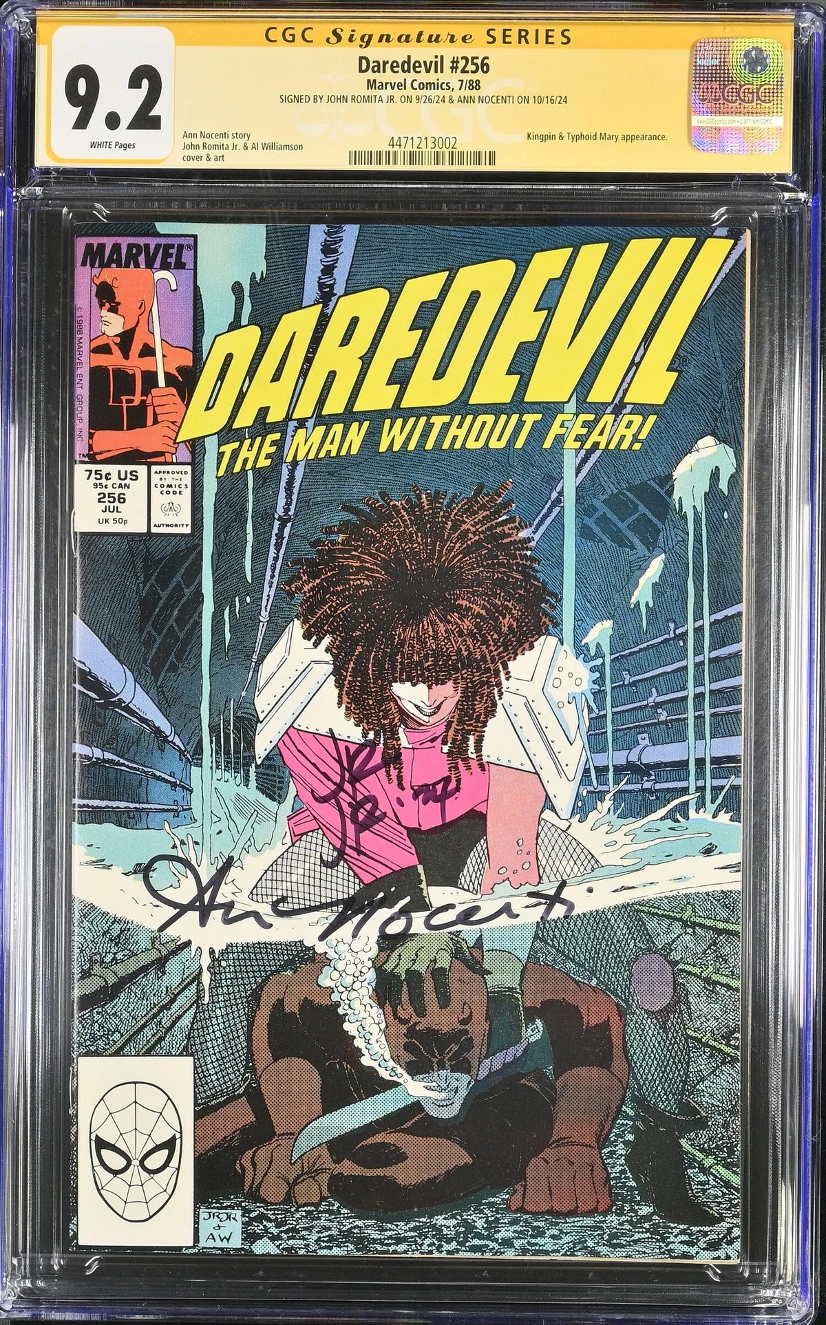 DAREDEVIL #256 (1988) (CGC - 9.2) SIGNED BY ANN NOCENTI, JOHN ROMITA JR.