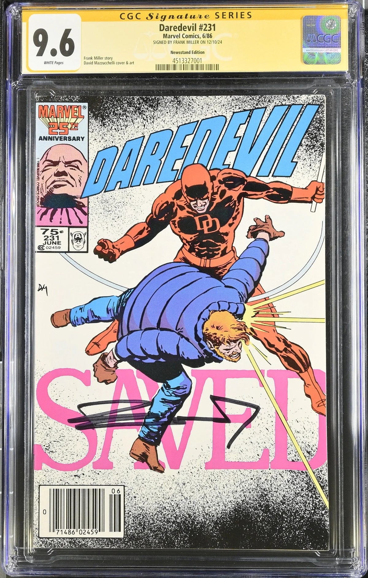 DAREDEVIL #231 (1986) (CGC - 9.6) NEWSSTAND EDITION, SIGNED BY FRANK MILLER