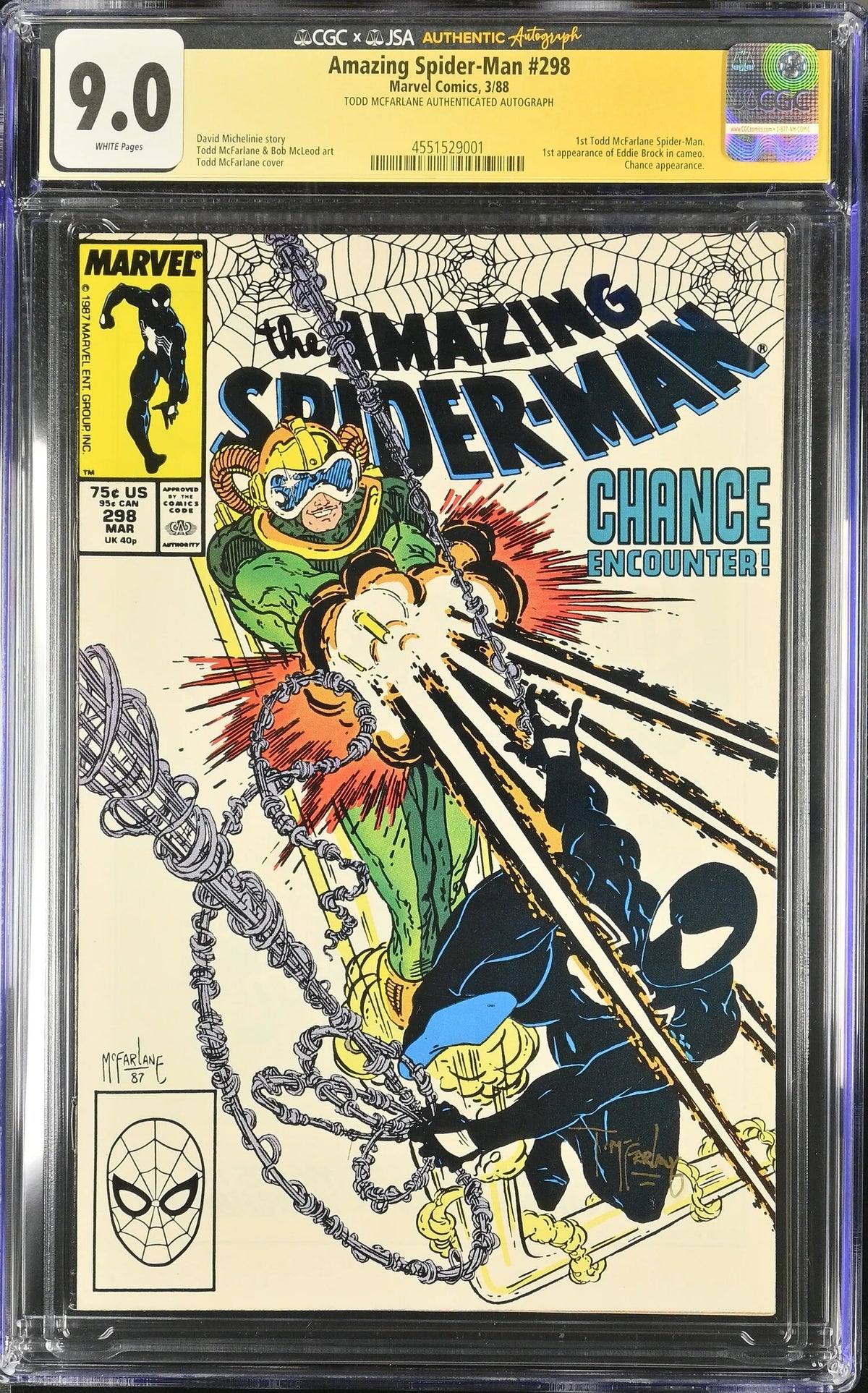 AMAZING SPIDER-MAN #298 (1988) CGC 9.0 SIGNED TODD MCFARLANE