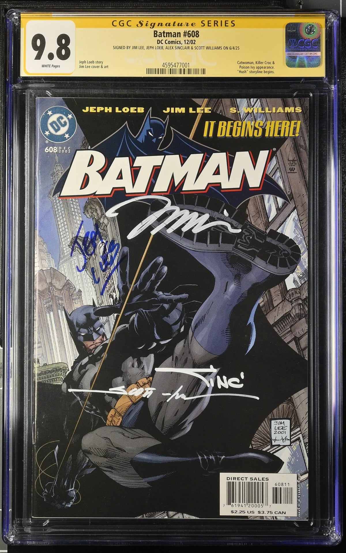 BATMAN #608 (2002) (CGC 9.8) SIGNED JIM LEE, JEPH LOEB, WILLIAMS, SINCLAIR