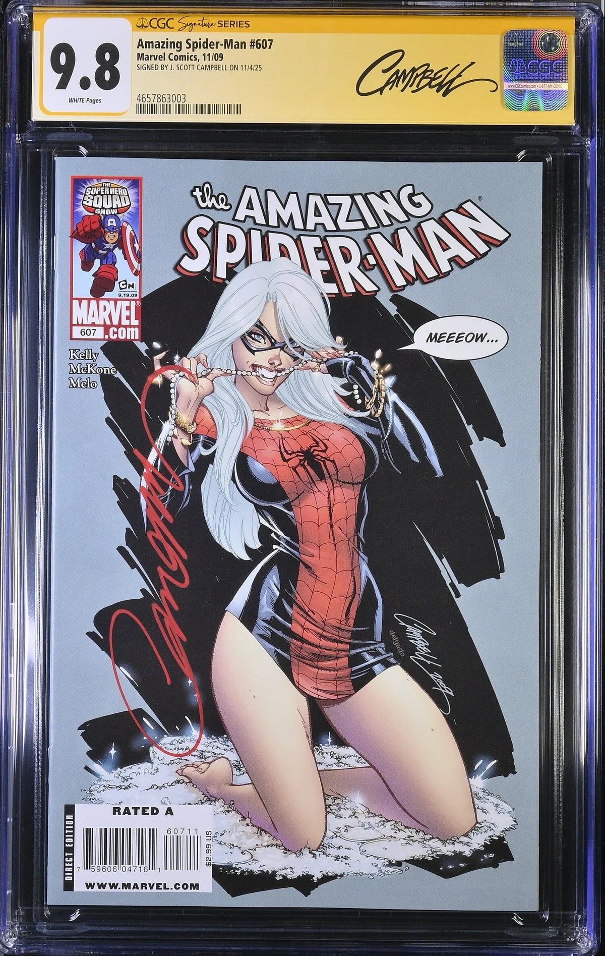 AMAZING SPIDER-MAN #607 (2009) CGC 9.8 SIGNED J.SCOTT CAMPBELL