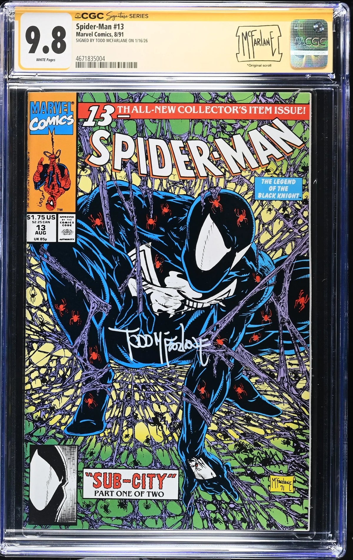 SPIDER-MAN #13 (1991) CGC 9.8 SIGNED TODD MCFARLANE