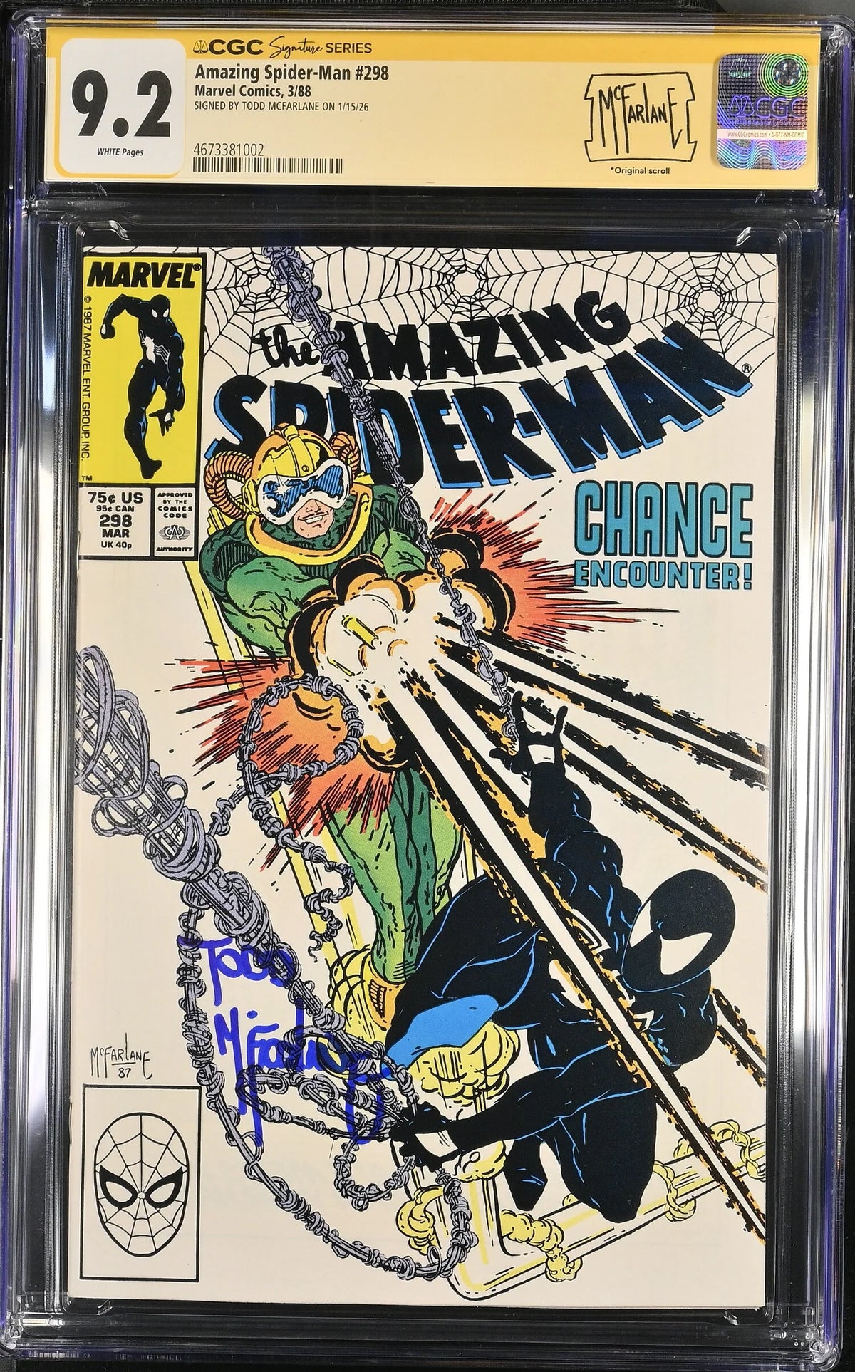 AMAZING SPIDER-MAN #298 (1988) CGC 9.2 SIGNED TODD MCFARLANE - MAJOR KEY