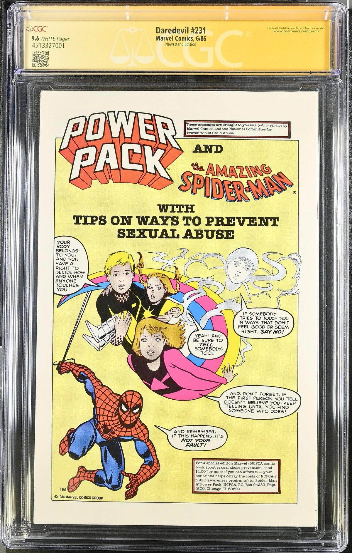 DAREDEVIL #231 (1986) (CGC - 9.6) NEWSSTAND EDITION, SIGNED BY FRANK MILLER