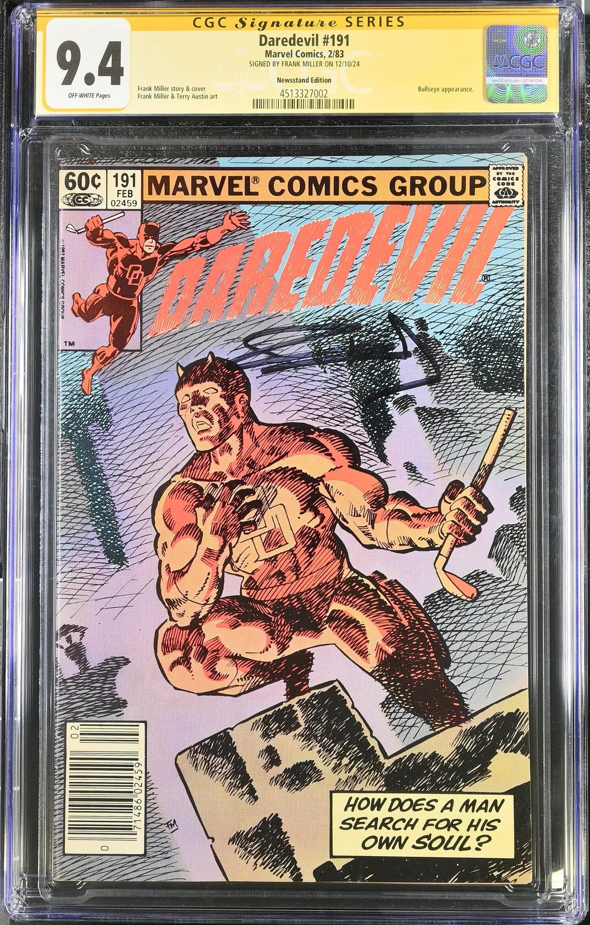 DAREDEVIL #191 (1983) CGC 9.4 SIGNED BY FRANK MILLER