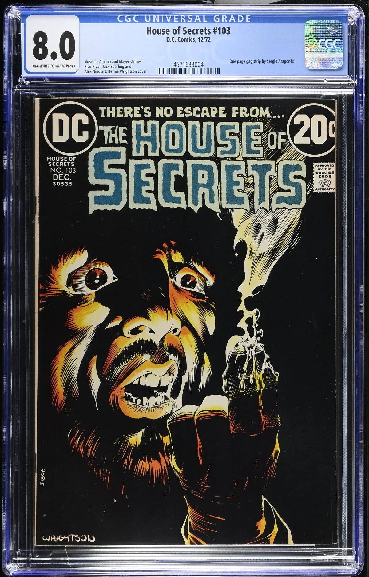 HOUSE OF SECRETS #103 (1972) CGC 8.0 - ICONIC WRIGHTSON COVER