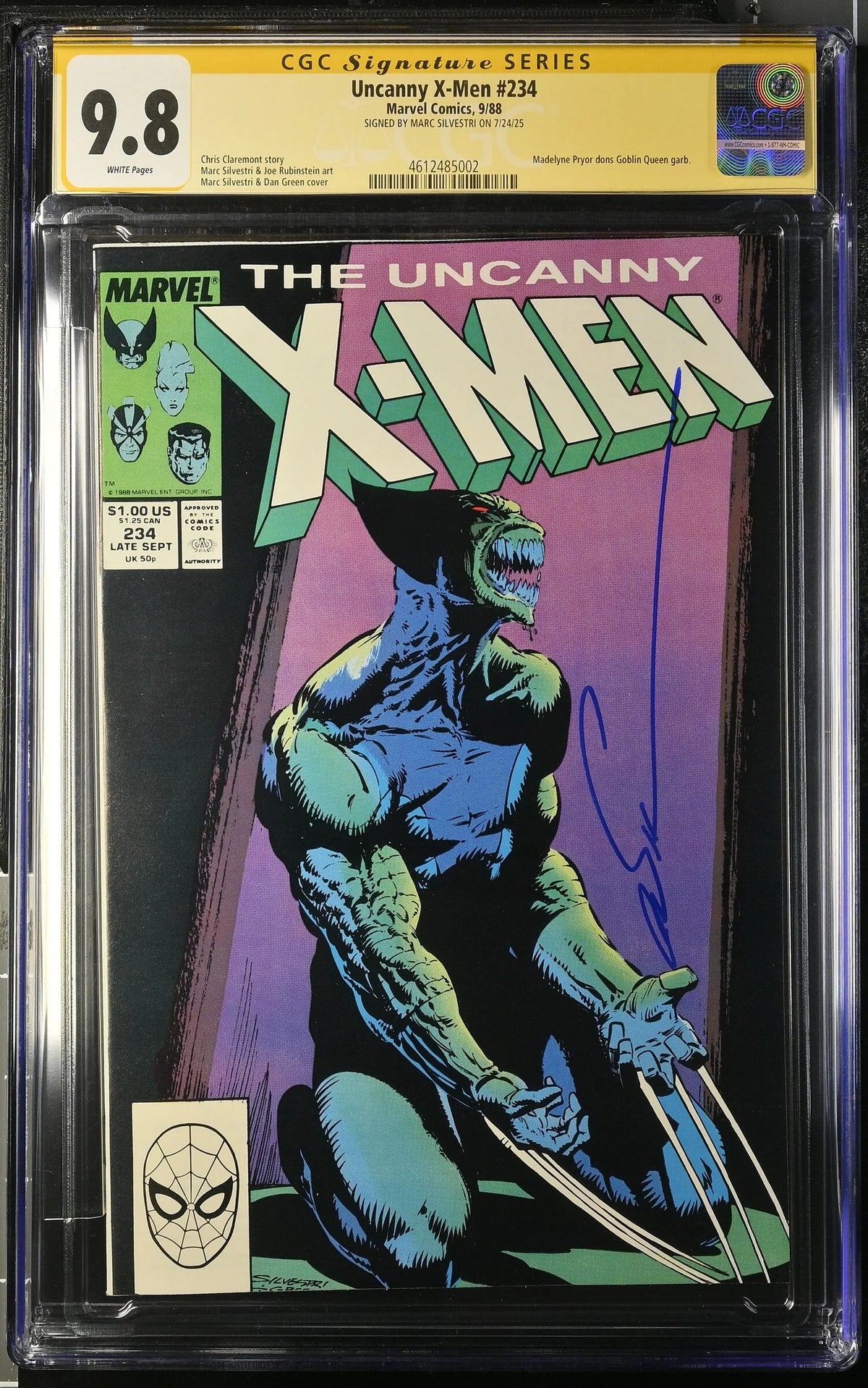 UNCANNY X-MEN #234 (1988) CGC 9.4 SIGNED MARC SILVESTRI