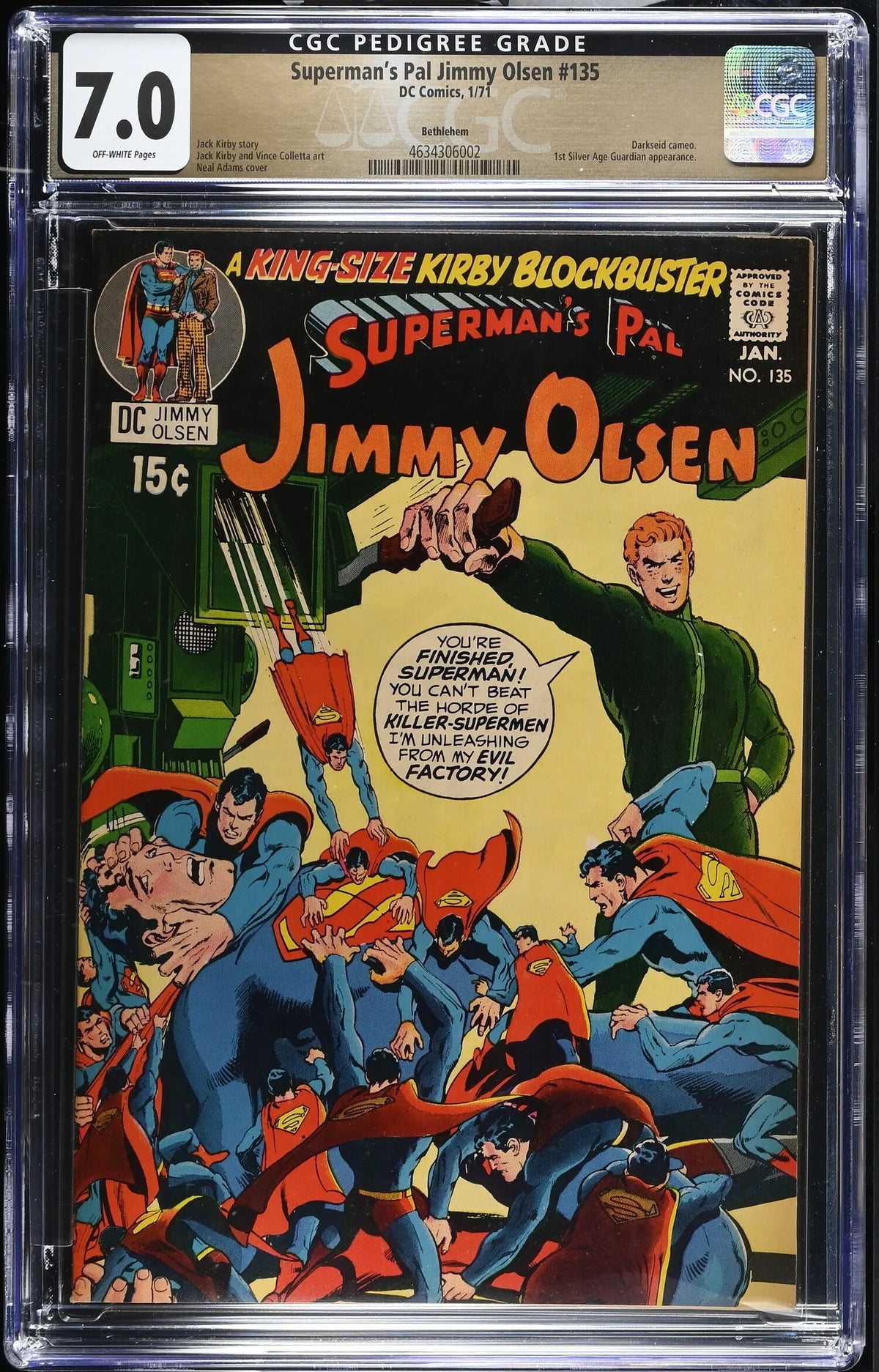 SUPERMAN'S PAL JIMMY OLSEN #135 (1971) CGC 7.0 - RARE PEDIGREE COPY