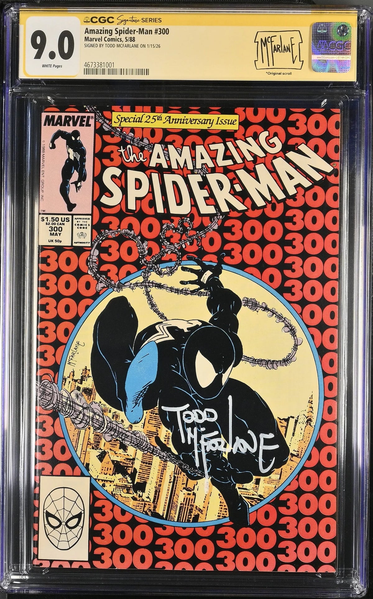 AMAZING SPIDER-MAN #300 (1988) CGC 9.0 SIGNED TODD MCFARLANE - MAJOR KEY