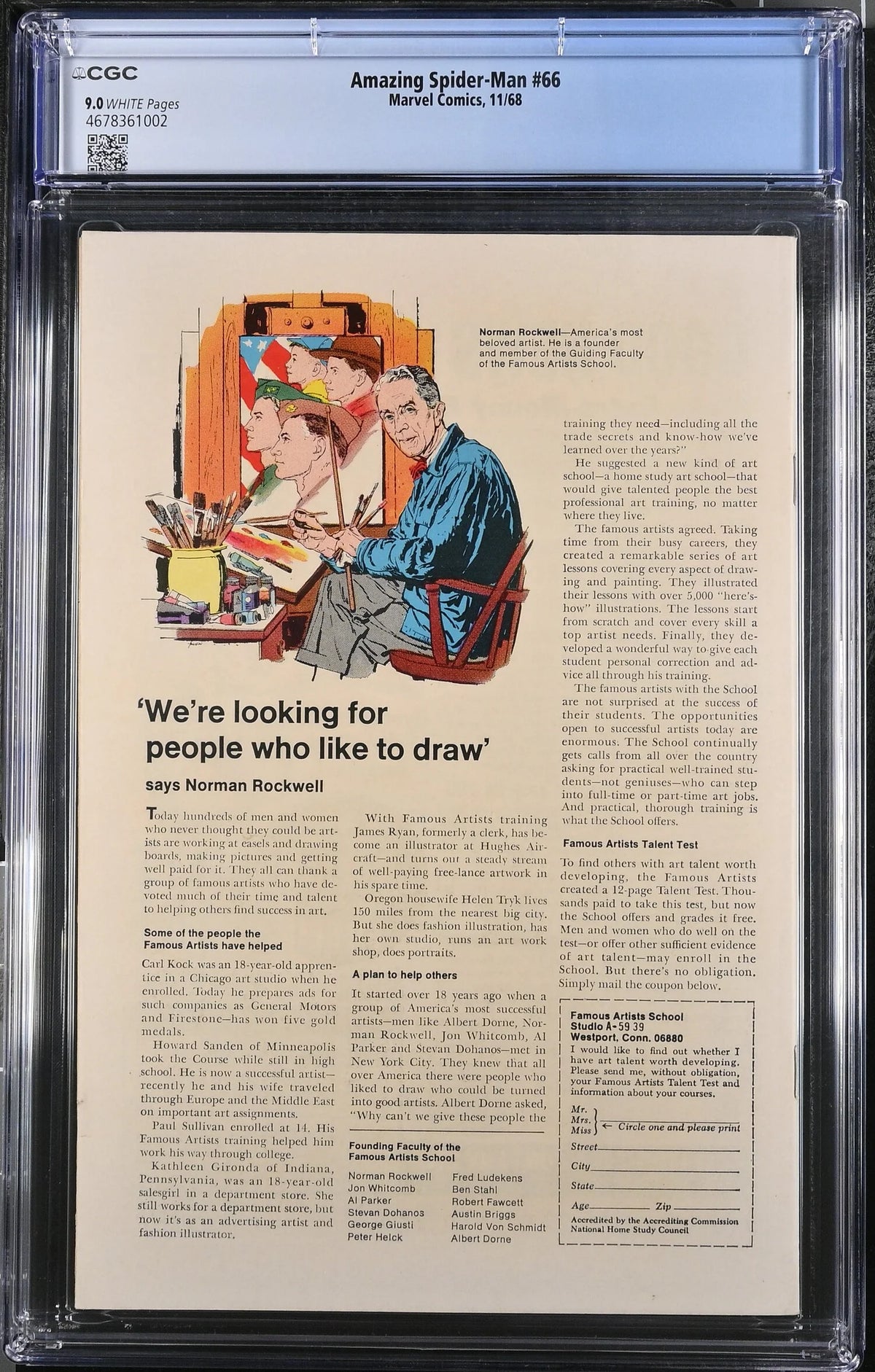 AMAZING SPIDER-MAN #66 (1968) CGC 9.0 ICONIC COVER