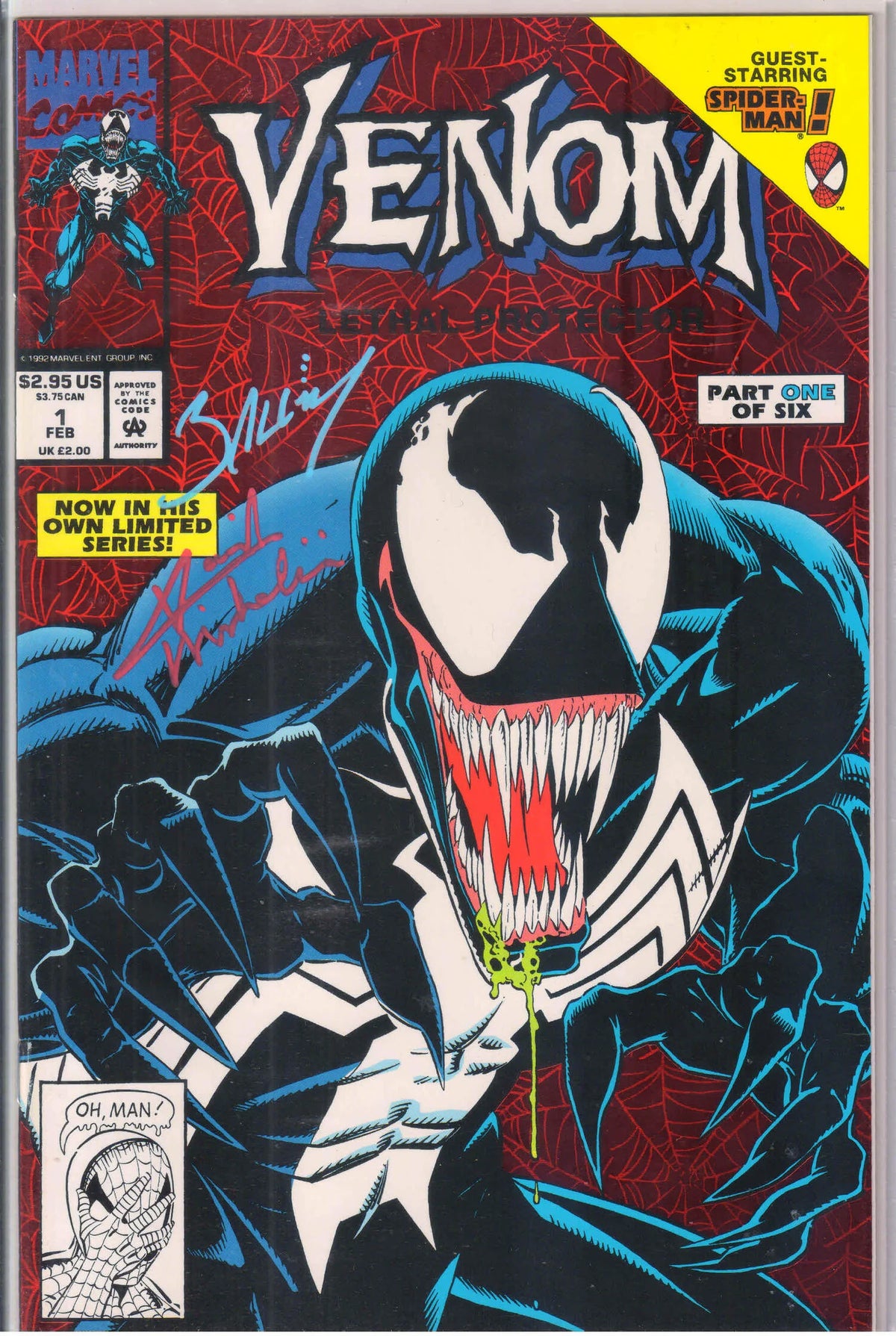 VENOM : LETHAL PROTECTOR #1 (COA) SIGNED MARK BAGLEY, DAVID MICHELINE 9.4 (NM)