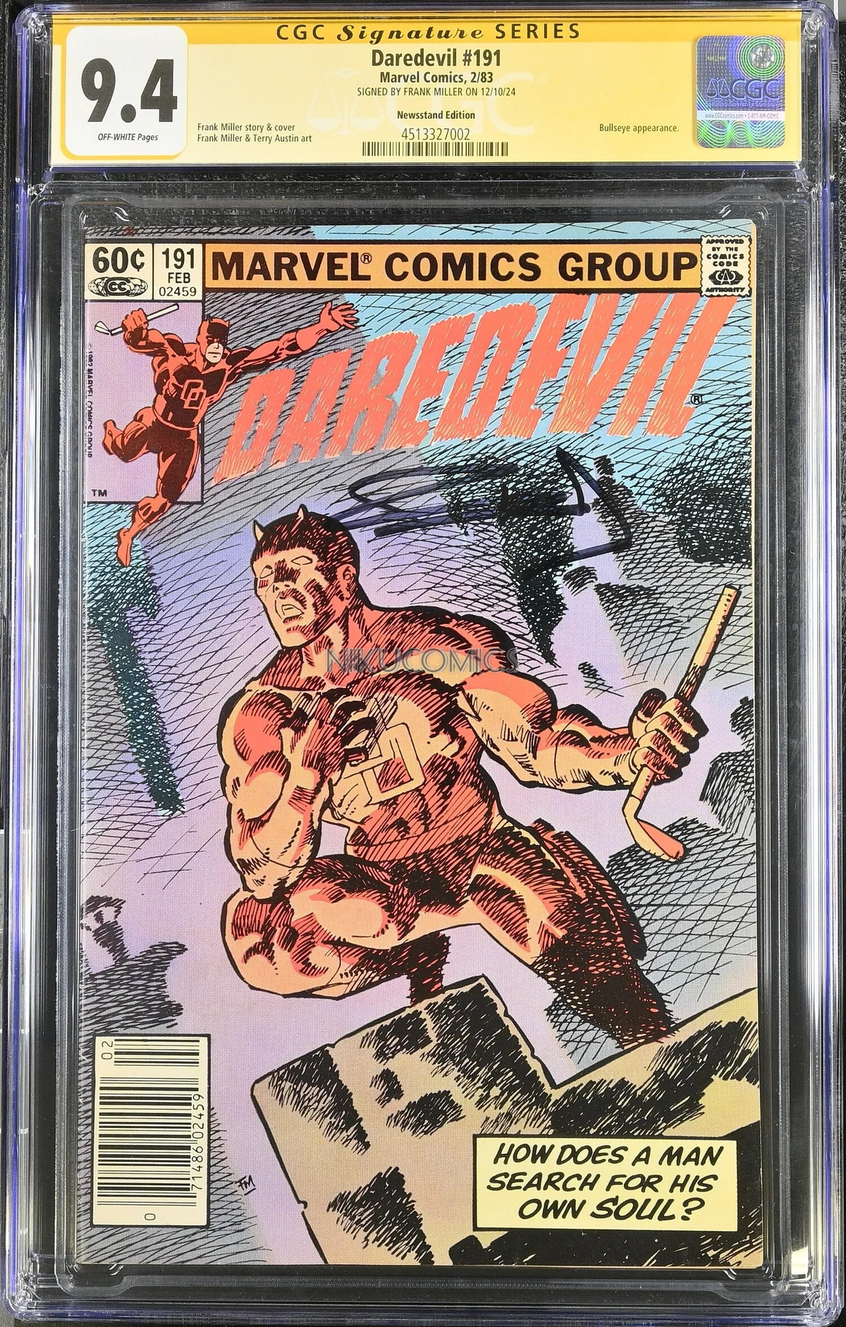 Watermarked - DAREDEVIL #191 (1983) CGC 9.4 SIGNED BY FRANK MILLER